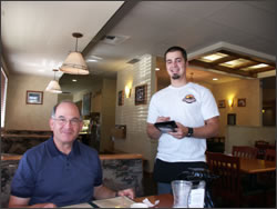 Jared Carter talks to Murry Walton.  Isn't it nice when the servers can recommend items on the menu.